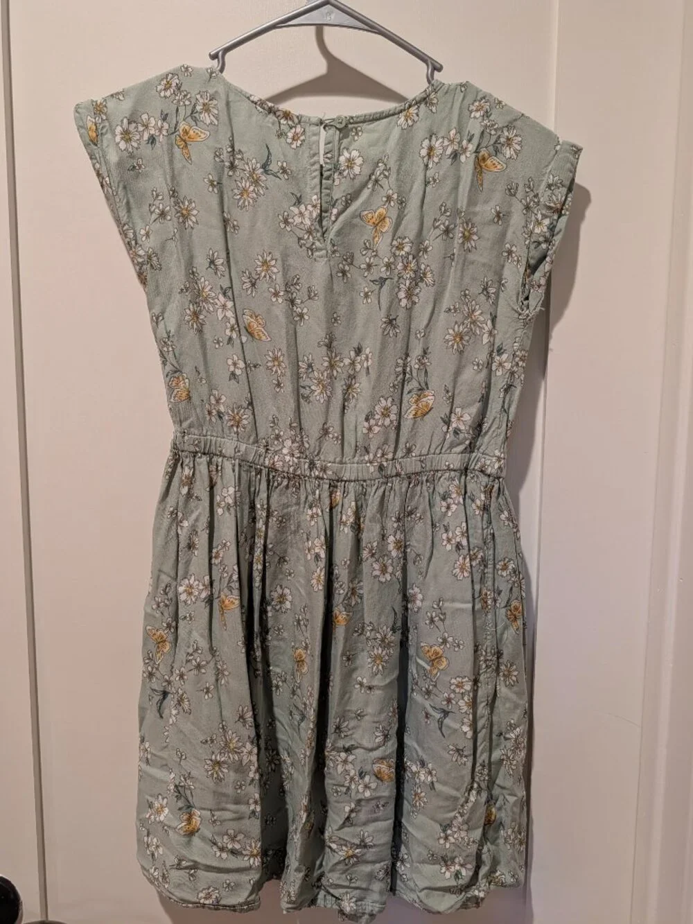 OshKosh B'gosh Girls Size 12/12A Sage Green Floral Cap Sleeve Dress